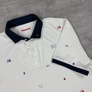 Fore Fathers Golf Polo Shirt Mens Large Performance DAD BOD Logo EUC Preppy